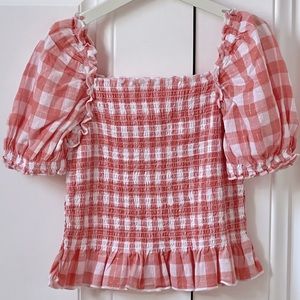 Wonder Nation Smocked Puff Sleeve Top NWOT